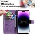 thumbnail image 2 of For OnePlus 8 Pro Luxury Wallet Case,Embossed Flower Cat[Hand Strap] Handmade Flip Folio Magnetic Closure Cover with [Kickstand Function] Credit Card Holder For OnePlus 8 Pro, Purple, 2 of 8