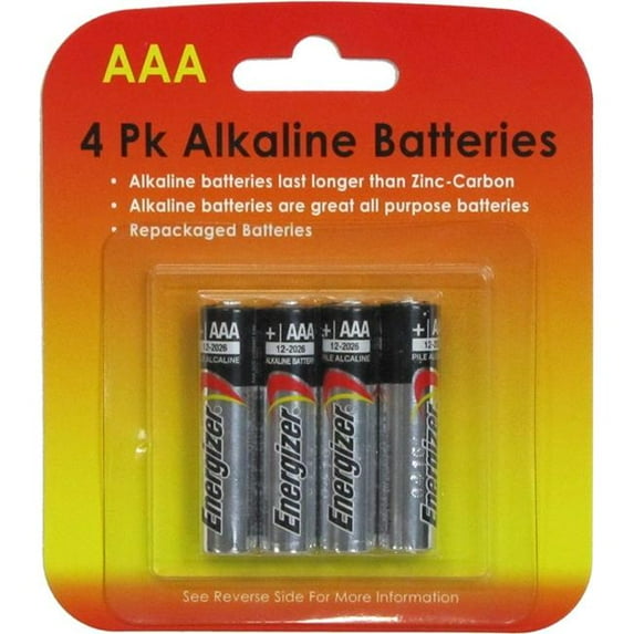 The Battery Spot 145138640 DUAAA4 AA Energizer Repack Alkaline Battery - Pack of 4