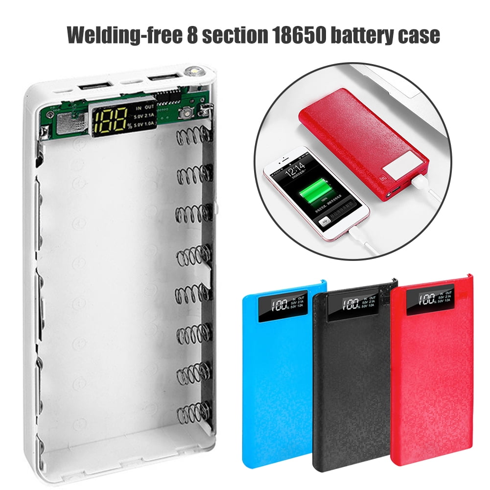 Besufy Portable 18650 Battery Charger USB Type-C LCD Display DIY Mobile  Power Bank Case White 