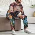 thumbnail image 6 of KLL Painted Flower Puppy Sleepwear Mens Flannel Pajamas,Long Cotton Pj Set, 6 of 7