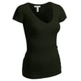 thumbnail image 2 of Essential Basic Women's Plain Short Sleeve V Neck T Shirts - 2Pk - Olive, H Gray, 3XL, 2 of 3