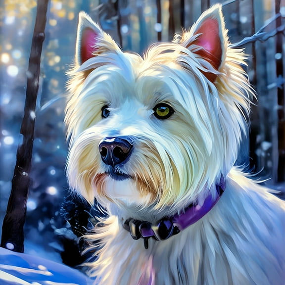 Diamond Painting Kits for Adults Cute White Puppy Full Drill DIY Diamond Art for Adults Beginners Picture Art Crystal Painting for Home Wall Decor