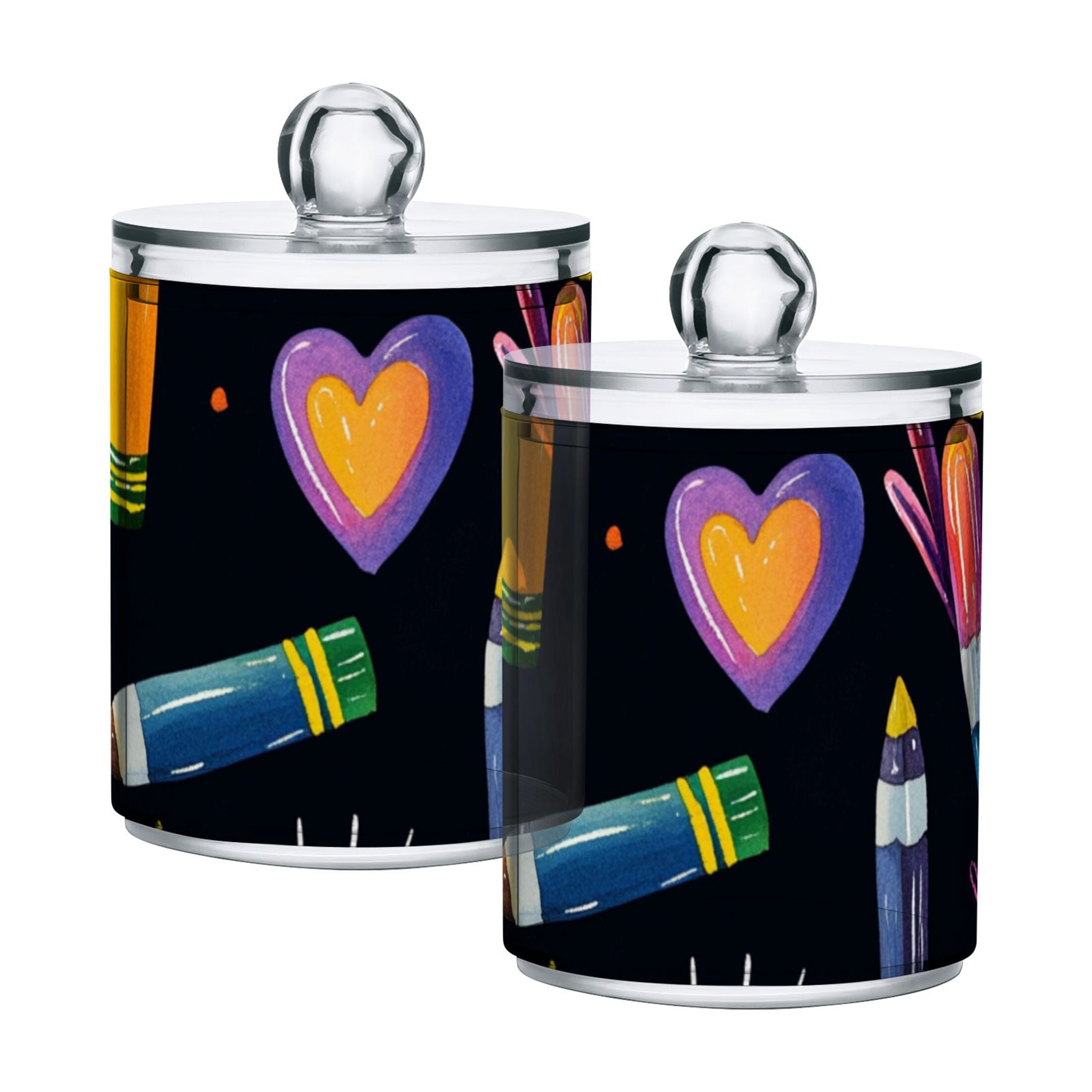 Ckdifva Crayons Rainbows Storage Jar with Lid Acrylic Organization Storage Containers Set of 4