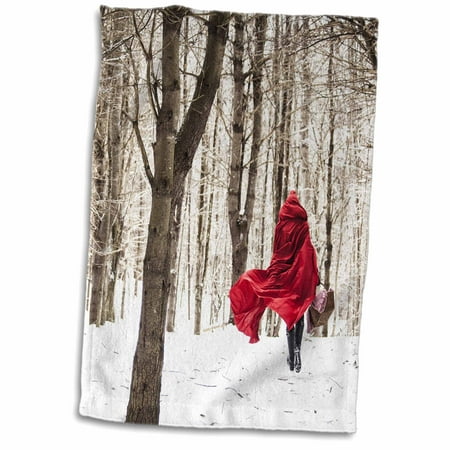 Fairy Tale Photo 3dRose Little Red Riding Hood Fairy Tale Snowy Woods Winter Day Photo - Towel, 15 by 22-inch ()
