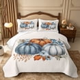 thumbnail image 2 of Erosebridal Pumpkin Trio Quilt Full 3-Piece,Fall Harvest Full Bedspread Sets,Dusty Blue,1 Coverlet and 2 Pillowcases, 2 of 7
