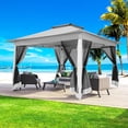 thumbnail image 6 of SANOPY 12x12FT Outdoor Pop up Gazebo with Mosquito Netting, Shade and Rain Instant Patio Canopy with 4 Sandbags for Garden Backyard,Light Gray, 6 of 15