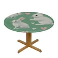 thumbnail image 3 of Nawypu Hearts Cute Rabbits Bunnies Fitted Round Table Cover with Elastic Protector Table Kitchen Dinner Waterproof Oil-Proof Tablecloth, 3 of 7