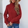 thumbnail image 4 of Fesfesfes Women Sweaters Solid Color Long Sleeve Mock Neck Pullove O-Neck Shirt Sweater Tops Under $10, 4 of 8