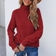 thumbnail image 4 of Moda mujer Color sólido manga larga Pullove cuello redondo camisa suéter Tops Fridja  hjk880, 4 of 8