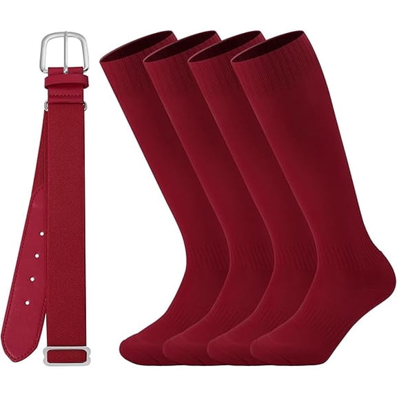 Eryueer Kids Youth Baseball/Softball Socks and Belt Combo Set for Boys Girls