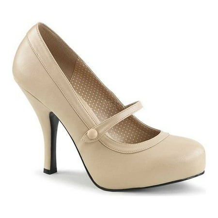- pleaser pink label women's pinup01/crpu platform pump, cream faux leather, 11 m us