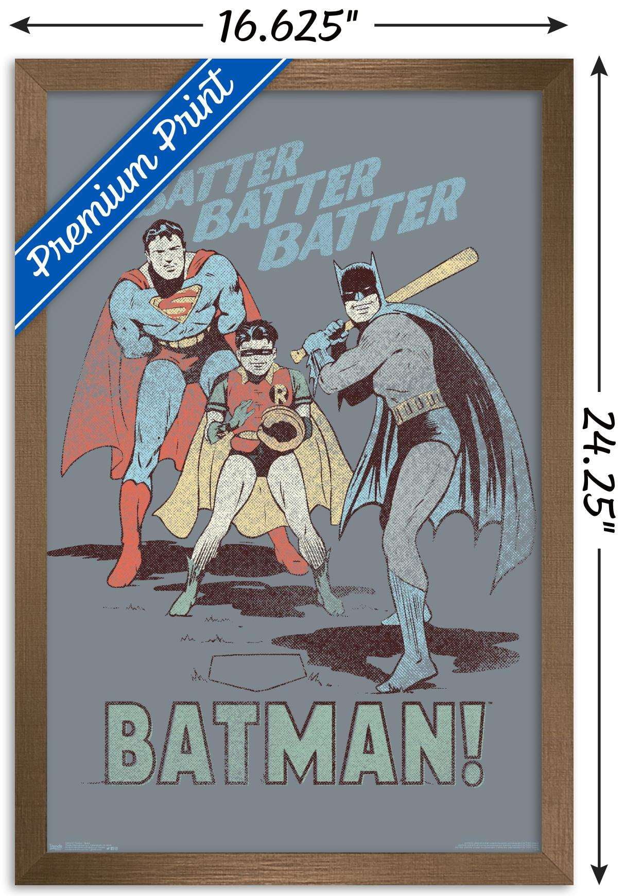 DC Comics - Batman - Robin - Superman - Batter Wall Poster, 14.725" x 22.375", Framed