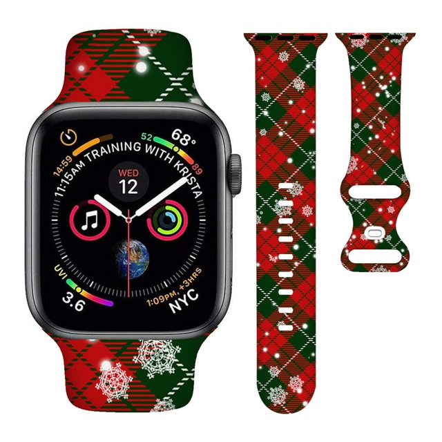 Correa De Reloj Navideña Con Copos De Nieve, Regalos Navideños, Correa De Reloj Inteligente A Cuadros Rojos Y Verdes, Compatible Con Reloj De 38 Mm, 40 Mm, 41 Mm, Correa De Silicona Suave De Repuesto