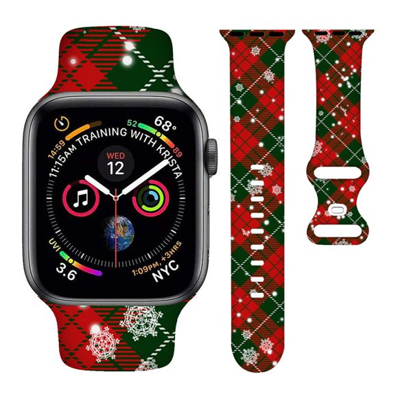 Correa De Reloj Navideña Con Copos De Nieve, Regalos Navideños, Correa De Reloj Inteligente A Cuadros Rojos Y Verdes, Compatible Con Reloj De 38 Mm, 40 Mm, 41 Mm, Correa De Silicona Suave De Repuesto