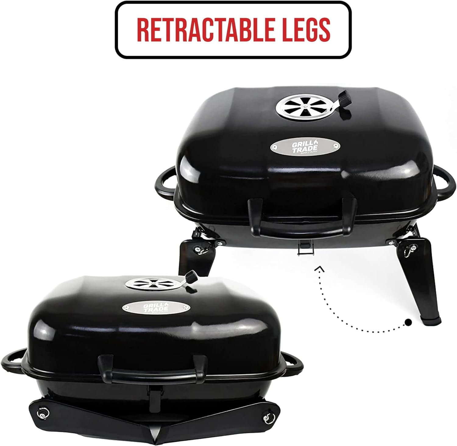 Grill Trade Mini Charcoal Grill - Portable Tabletop BBQ for Outdoor Cooking, Camping & Picnics - Compact & Foldable for Easy Storage