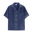 thumbnail image 3 of eczipvz Girls Boys Pajamas Satin Pajama Set Silk Pjs Short Sleeve Sleepwear Kids Button-Down Nightwear Navy L, 3 of 5