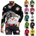 thumbnail image 1 of UVEASISHA Liquidation à 90 % de Rabais T-Shirts de Noël Grande Taille pour Hommes T-Shirts Graphiques Nouveauté Xmas Impression 3D Manches Longues Col Rond Hauts Chandail Hommes T-Shirts de Noël Amusants Rouge m, 1 of 5