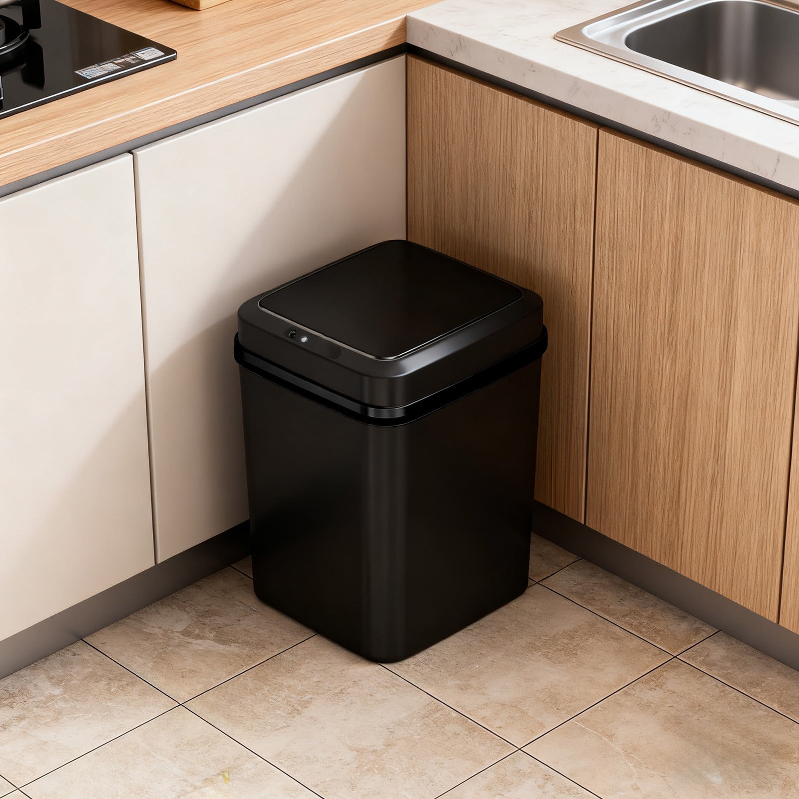 Smart Sensor Trash Can, Automatic Lid Odor Proof, Touchless Garbage Bin, for Kitchen Bathroom Bedroom, Long Battery Life