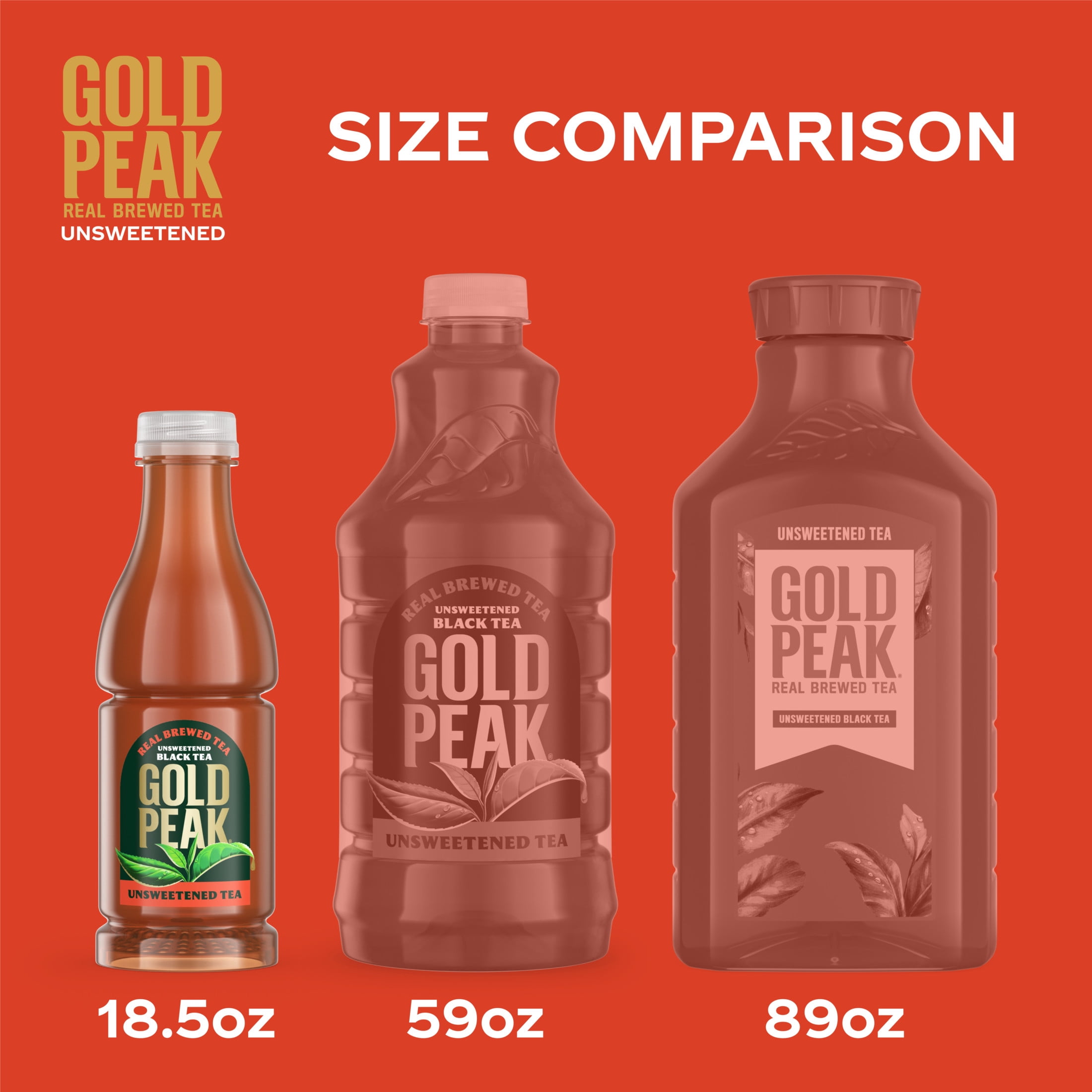(4 pack) Gold Peak Unsweetened Black Iced Tea Bottle, 18.5 fl oz