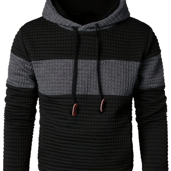 New men's hooded sweatshirt, men's hoodie, with contrasting color design and thick padding, easily enhances casual fashion sense, large sizes available, machine washable