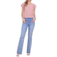 thumbnail image 2 of INSPIRAR CHIC Blusa de Mujer de Verano con Cuello Cuadrado y Mangas Cortas de Gingham XS Marrón Cameo, 2 of 6