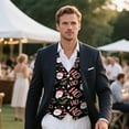 thumbnail image 3 of Yuyamidu Santa Claus Men's Formal Suit Vest Fit for Business or Casual Dress Size S HO-HO-HO Slim Fit Waistcoat with Pockets Christmas Daily Wear Clothing, 3 of 7