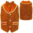 thumbnail image 4 of TiaoBug Girls Boys Sequins Waistcoat Choir Hip Hop Jazz Dance Tops Ballet Stage Performance Fancy Dress Vest Orange 10, 4 of 4