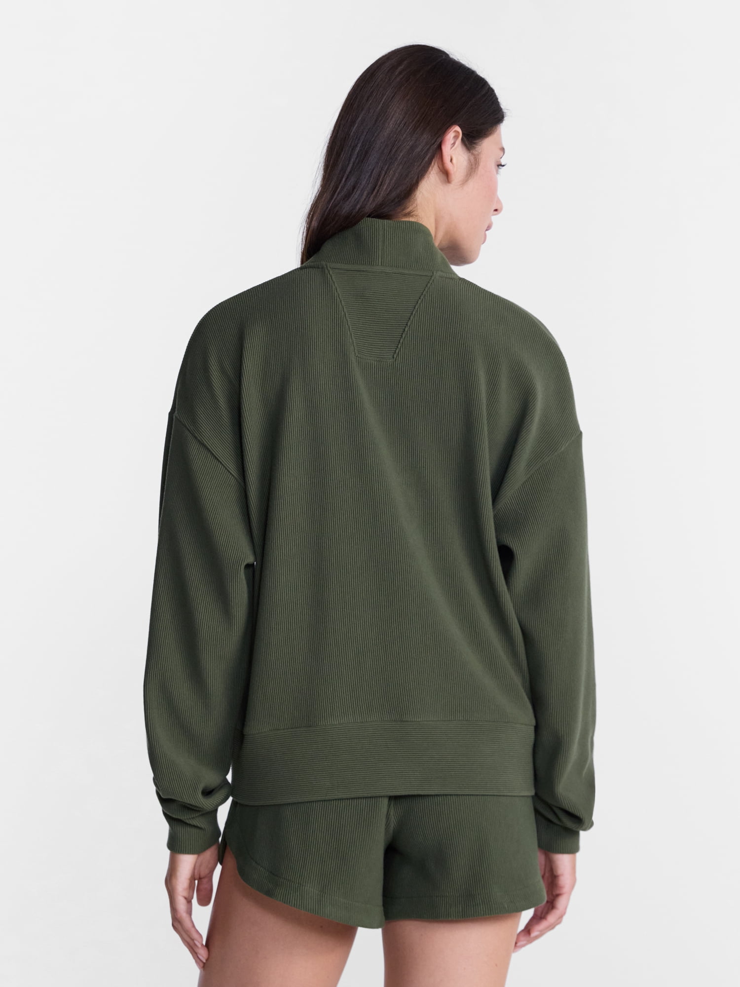Avia Women's and Women's Plus Ribbed Ottoman Quarter Zip Sweatshirt, Sizes XS-4X