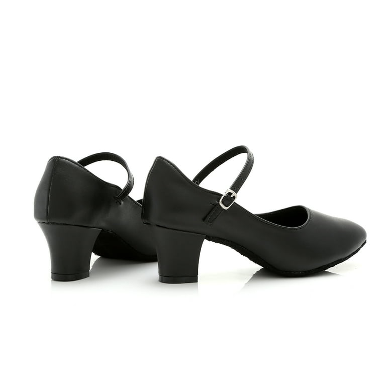 Elecsop Black Heels, Comfortable Supportive Dance Heels, Ankle