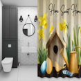 thumbnail image 4 of Spring Eggs Shower Curtain for Bathroom Decor, Kettles Yellow Flower Vintage Home Farm Waterproof Fabric Shower Curtain, 72"x72" Set with 12 Hooks, 4 of 9