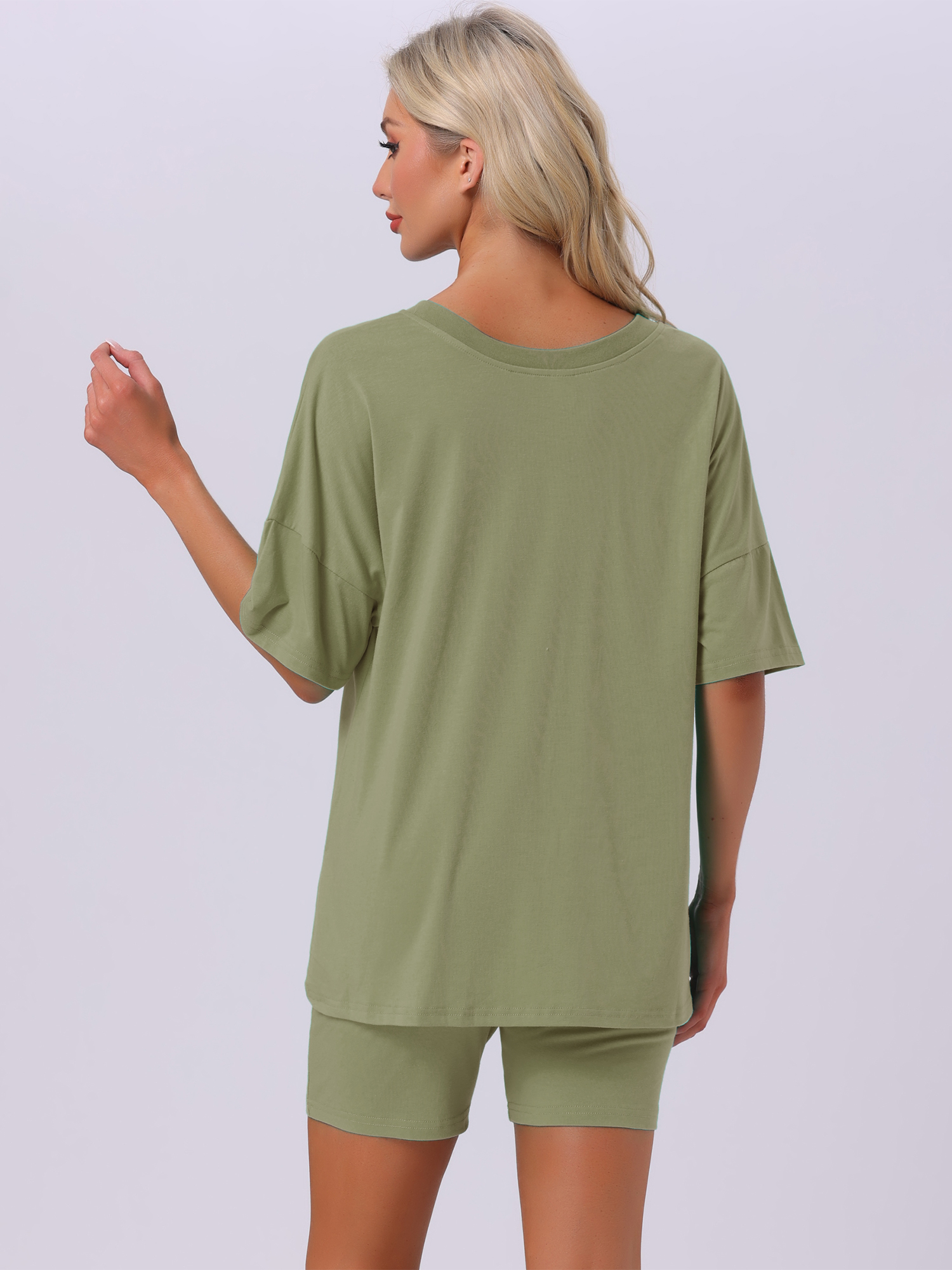 DARING DIVA Pajamas V Neck Workout Reversible Tracksuit Shorts Set XS Army Green
