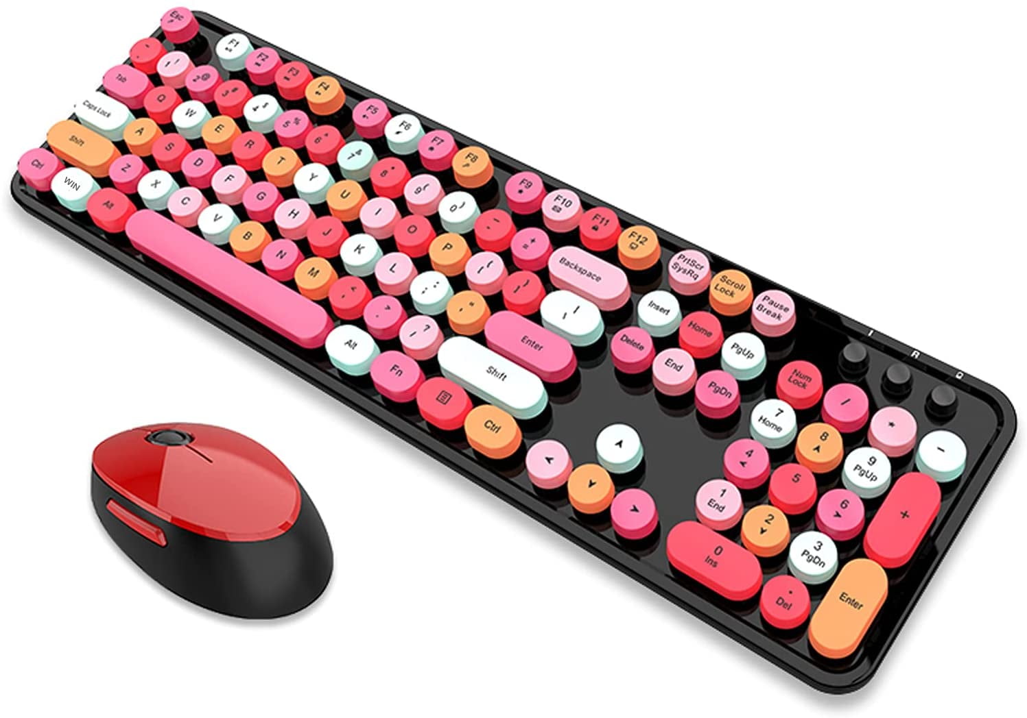 FormulaMod 2.4G Wireless Keyboard Mouse Combo Mixed Color, Ergonomic Sweet Full Size Keyboard