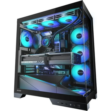 Okinos AQUA 9 ARGB, ATX PC Case, 5 x 120mm ARGB PWM Fan Pre-Installed, Support Top & Side Dual 360mm Radiator, Back-Connect Motherboard Compatible, Mid Tower PC Case, Type C Port, Black