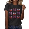 thumbnail image 4 of Camisas de Manga Corta para las Mujeres Moda Casual Impresión Cuello Redondo Suéter Tee Blusas, 4 of 7