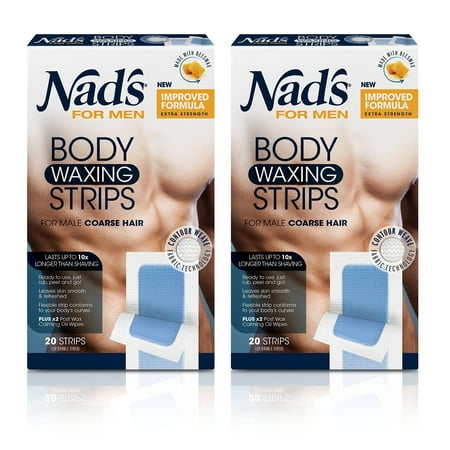 Nad's For Men Body Waxing Strips, 20 Count (Pack of 2) + FREE Eyebrow