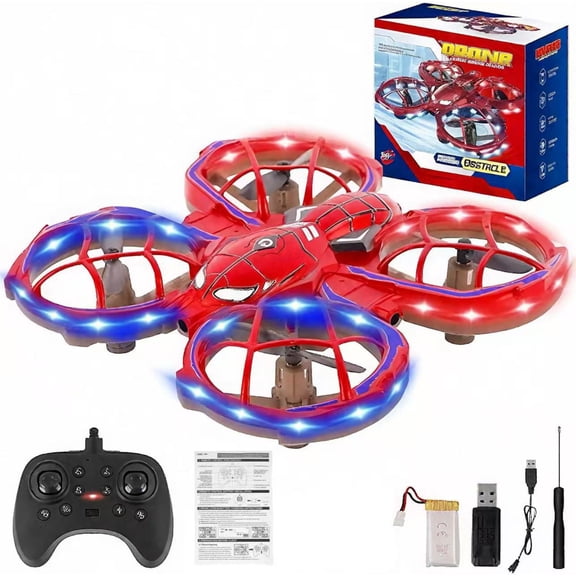 Spider Stunt Drone for Kids, RC Quadcopter Flying Toy with 3D Flips, Auto Hover & LED Lights, Easy Control Remote Control Drone Toy for Boys and Girls Ages 6-12