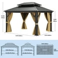 thumbnail image 2 of Dextrus 12' x 14' Double Roof Hardtop Gazebo, Aluminum Frame with Netting & Curtains, 2 of 5