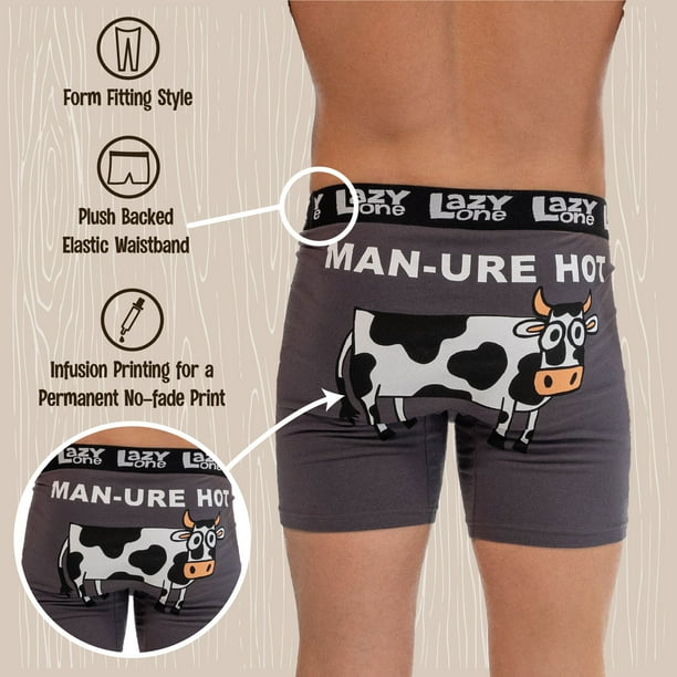 Lazy One Funny Animal Boxer Briefs for Men, Underwear for