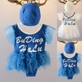 thumbnail image 3 of Aayomet Mode d'Été pour Filles Motif Alphabet Manches Bouffantes Maillot de Bain Princesse Robe de Costume Maillots de Bain Couverture (Bleu, 3-4 Ans), 3 of 5