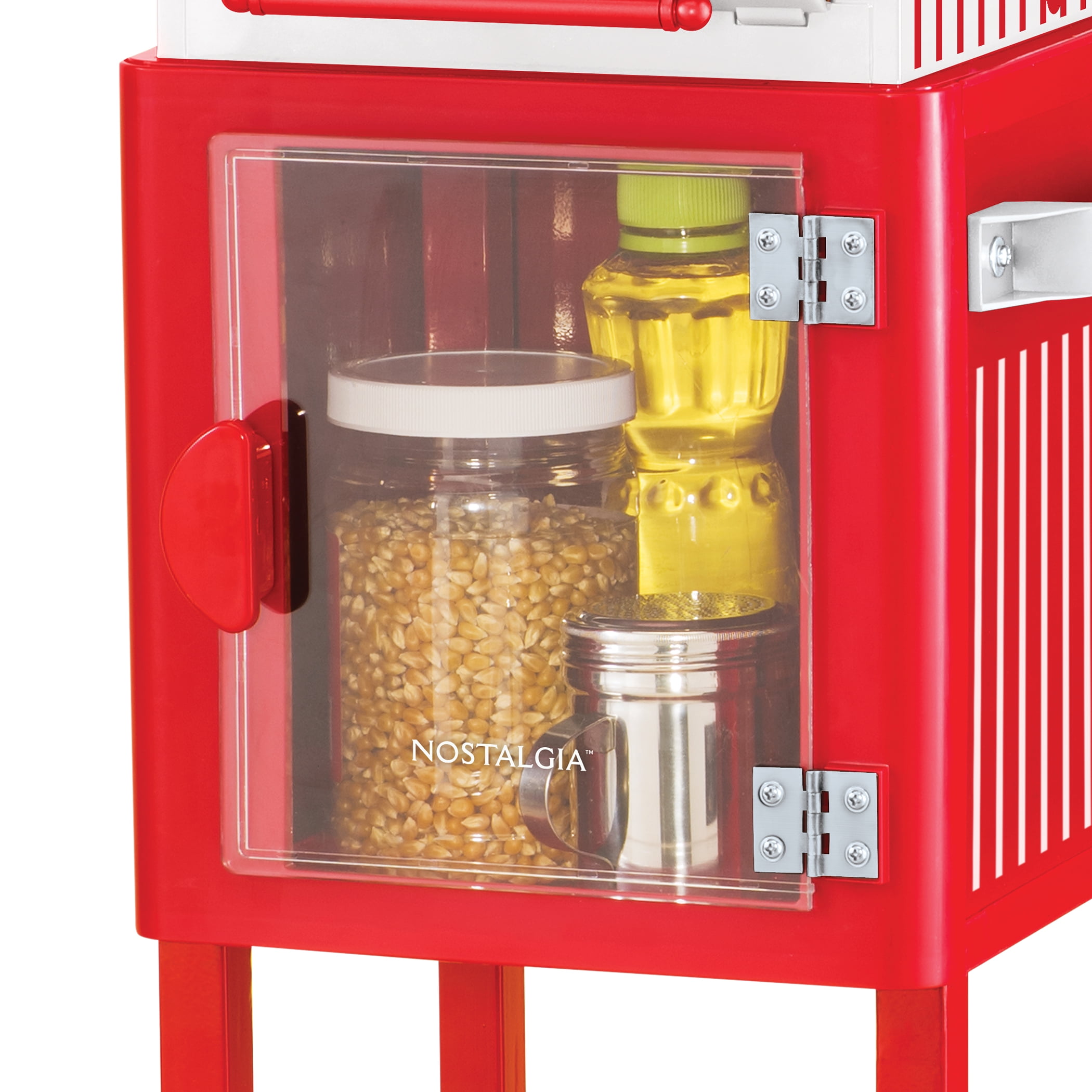 Nostalgia 2.5 oz Popcorn and Concession Cart, Makes 10 Cups, 48 in Tall,  Red/White, PC25RW 