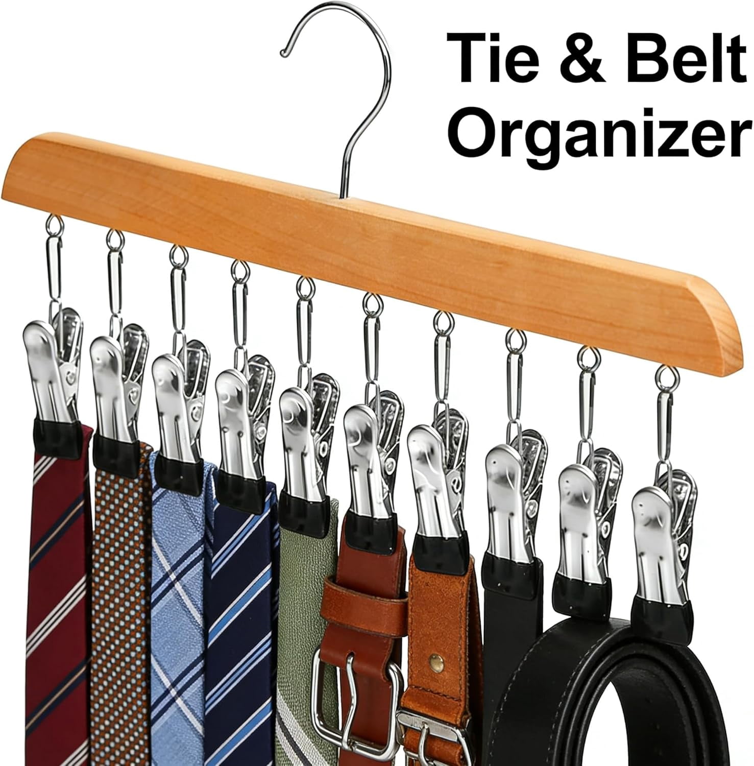 Closet Organizer with 10 Clips,Hat Hangers for Closet,360° Swivel Big Hook Closet Organizer and Storage,Fits All Caps & Pants,