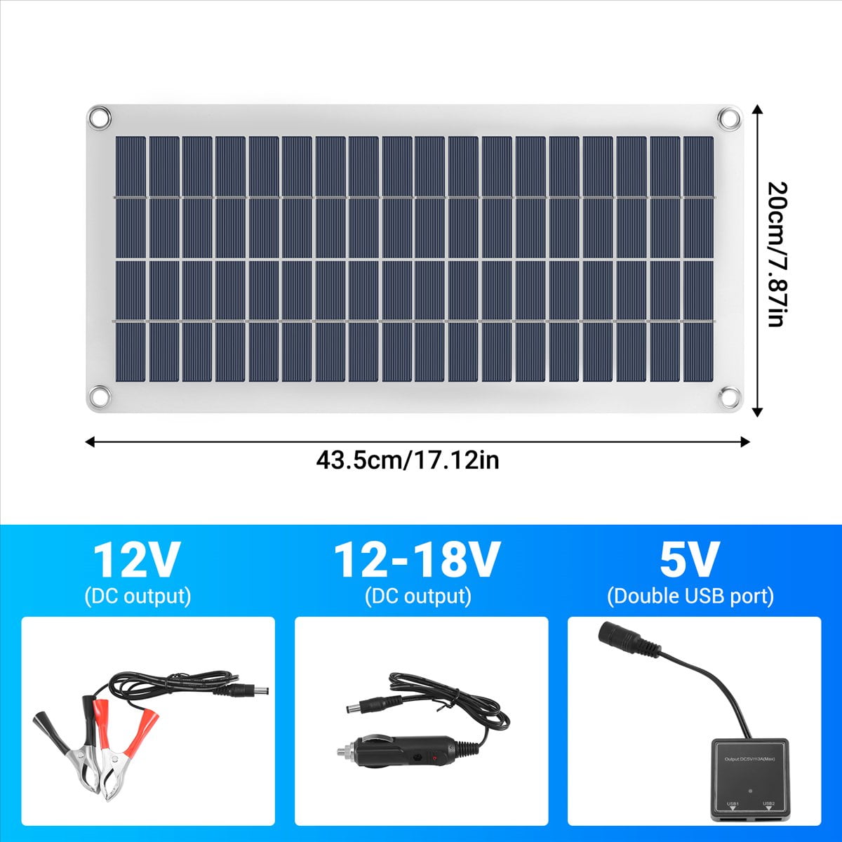 15W Solar Panel 12-18V Solar Cell Solar Panel for Phone RV Car MP3 PAD Charger Outdoor Battery Supply B