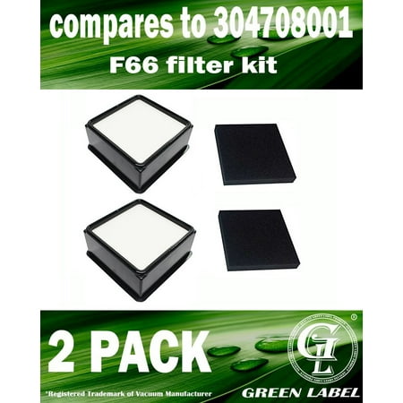 Dirt Devil Upright Filter 2 Pack For Dirt Devil F66 HEPA and Foam Filter Kit for Upright Vacuum Cleaners (Compares to 304708001). Genuine Green Label Product ()