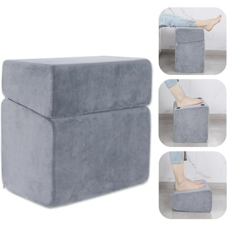 HOMBYS Adjustable Foot Rest Under Desk for Office, High-Density Foam Foot Rest with 3 Adjustable Heights, Ergonomic Footrest with Washable Cover for Home, Airplane, Travel(16 * 16 * 17in, Gray)