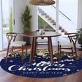 thumbnail image 3 of Large Round Rug 8Ft Washable Non-Slip, Navy Blue Christmas Circle Area Rugs for Living Room Bedroom, Xmas Botanical Ball Bell Indoor Floor Mats Carpet Runner for Home Decor, 3 of 8