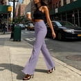 thumbnail image 6 of Lenpel Flare Dress Pants for Women Business Casual Stretch Work Trousers with Pockets Trendy Button Bell Bottoms for Office, 6 of 7