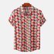 thumbnail image 2 of Hombres Casual Botones Playa Sin posicionamiento Estampado floral Turndown Camisa de manga corta Blusa Pompotops oipoqjl49081, 2 of 9