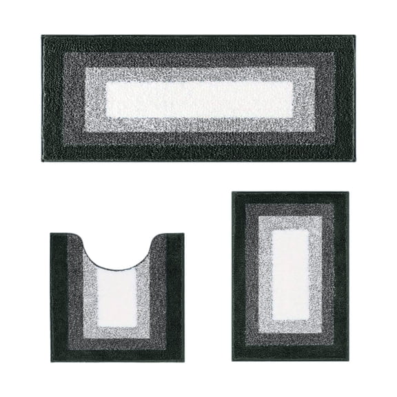 Bwiyojiz Floor Mat, 47in Microfiber Rug Set 3 Piece Bathroom Rug Set With U-Shaped Contours Mat Soft Absorbent Non-Slide Bath Mat Machines Washable For Toilet Tub Shower Home Decor
