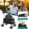 thumbnail image 3 of Happydeer 4 Wheels Pet Stroller, Foldable Dog Cat Stroller with Cup Holder for Small Medium Dogs Cats, Travel Carrier with Storage Basket, Breathable and Visible Mesh, 3 of 10