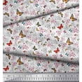 thumbnail image 2 of Soimoi White Polyester Crepe Fabric Flower & Butterfly Fabric Prints by Yard 42 Inch Wide, 2 of 3